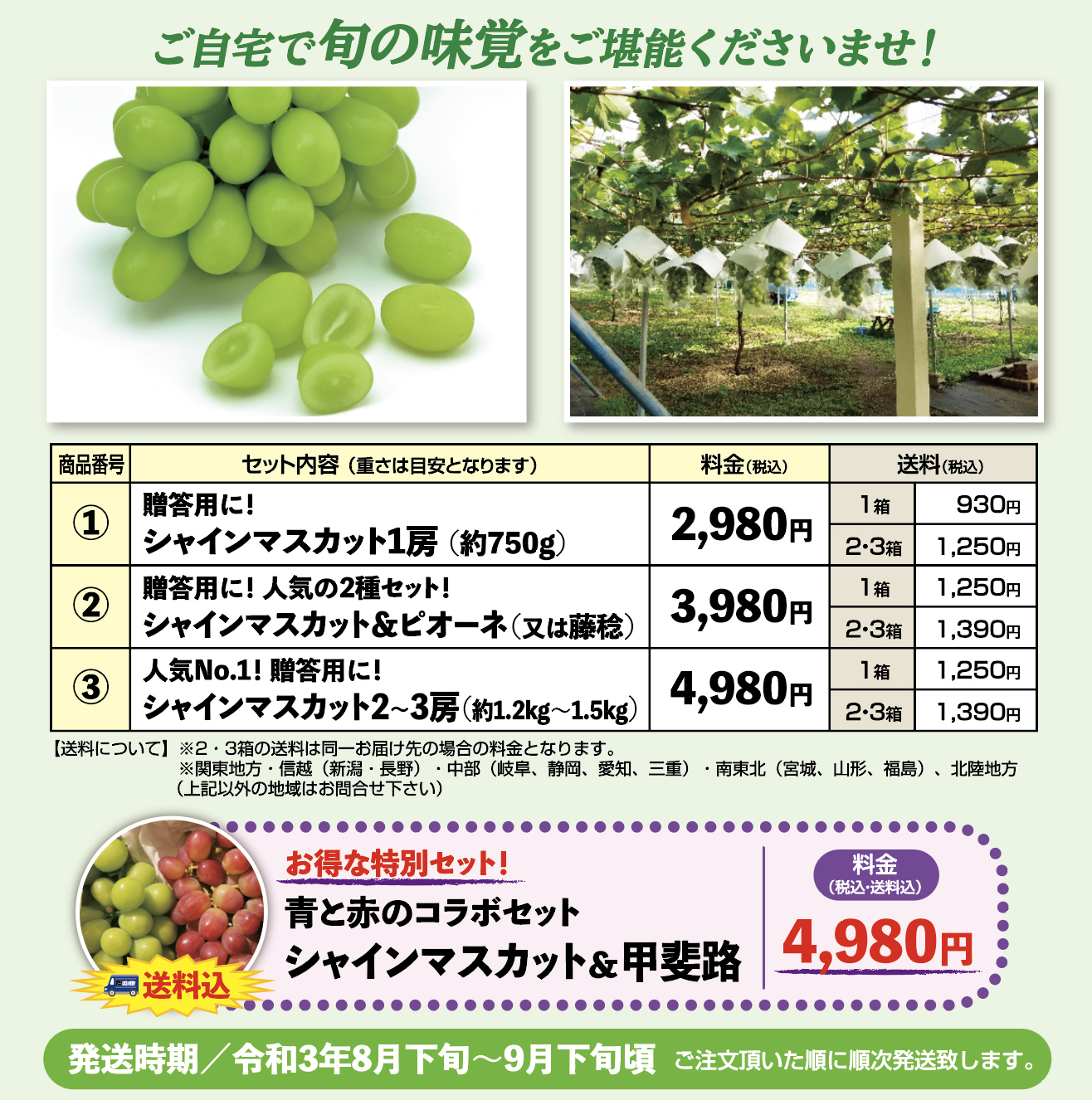 紅玉園ぶどう販売案内