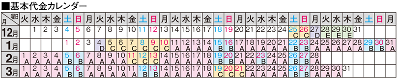 宿泊日カレンダー