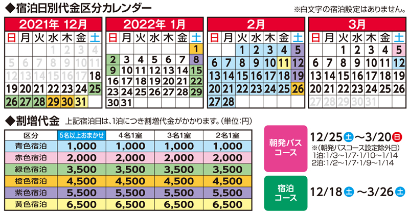 割増代金区分カレンダー